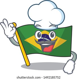 Chef flag brazil isolated with the cartoon