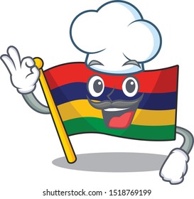 Chef flag mauritius hoisted above cartoon pole