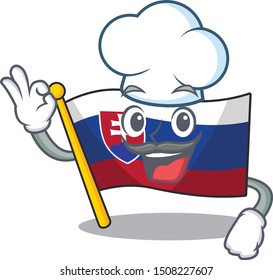 Chef flag slovakia with the shape character