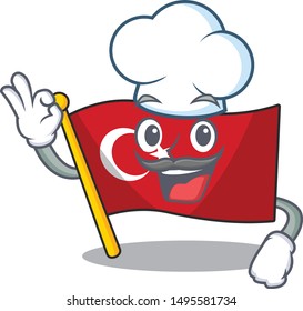 Chef flag turkey isolated in the cartoon