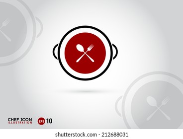 Chef flat icon illustration. Cooking. Full vector.
