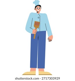 Chef flat multi color illustration