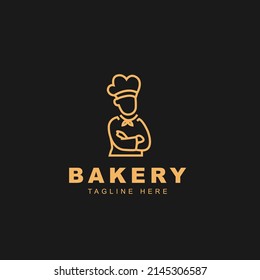 Chef Flat Simple Logo Design for Bakery or Restaurant, Catering or Cooking Class Business.