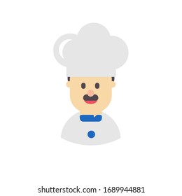 Chef in flat style. Baker, avatar. Male cook in a restaurant, vector.