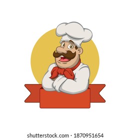 chef folding arms mascot logo