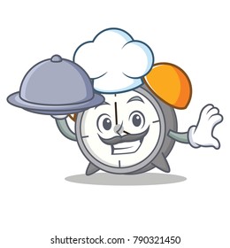 Chef with food alarm clock mascot cartoon