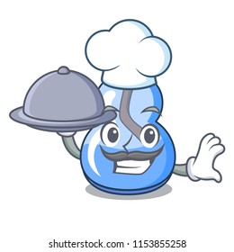 Chef with food alcohol burner mascot cartoon