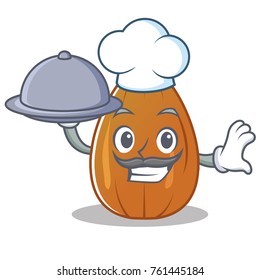 Chef with food almond nut character cartoon