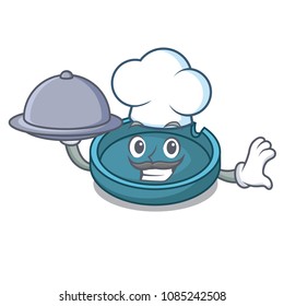 Chef with food ashtray mascot cartoon style
