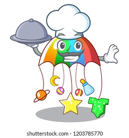 Chef with food baby sleeping with cartoon hanging toys