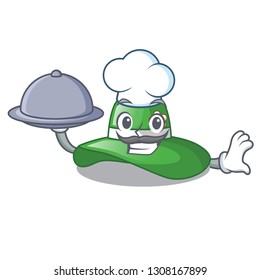 Chef with food beach hat isolated in the with cartoons