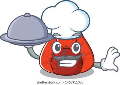 Chef with food bean bag chair isolated with mascot