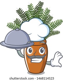 Chef with food boston fern with the cartoon shape