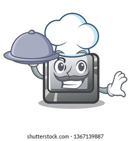Chef with food button B on a mascot keyboard