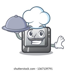 Chef with food button C isolated in the cartoon