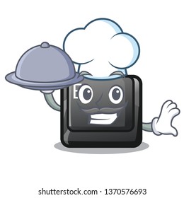 Chef with food button E in the mascot shape