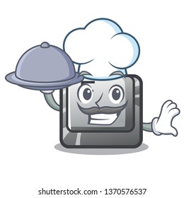 Chef with food button F installed on cartoon computer