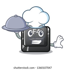 Chef with food button f4 in the shape cartoon
