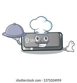 Chef with food button shift in the cartoon shape