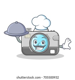 Chef with food camera caharacter cartoon design