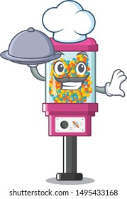 Chef with food candy vending machine with the character