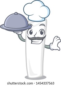 Chef with food chalk in the a cartoon box