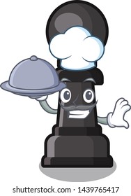 Chef with food chess pawn in the cartoon shape