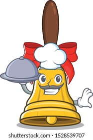 Chef with food christmas bells isolated in the cartoon