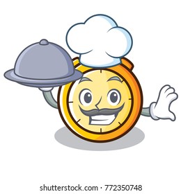 Chef with food chronometer character cartoon style