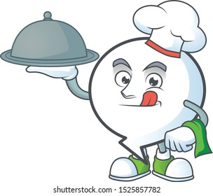 Chef with food circle bubble isolated on white background.