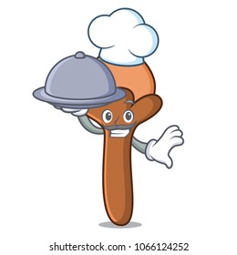 Chef with food cloves mascot cartoon style