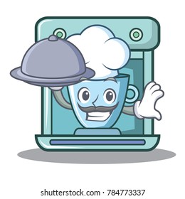 Chef with food coffee maker character cartoon