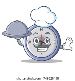 Chef with food compass character cartoon style