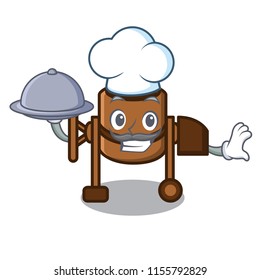 Chef with food concrete mixer mascot cartoon