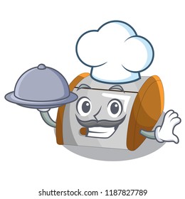 Chef with food container food bread bin in store