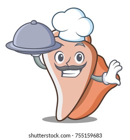 Chef with food cute shell character cartoon