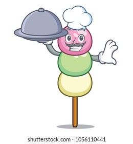 Chef with food dango mascot cartoon style