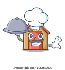 Chef with food dog house isolated on mascot cartoon