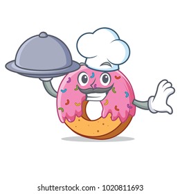 Chef with food Donut mascot cartoon style