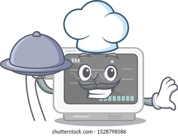 Chef with food ecg machine isolated in the character