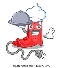 Chef with food electric drill isolated with the mascot