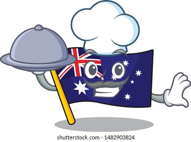 Chef with food flag australia in the character shape
