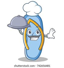 Chef with food flip flops character cartoon