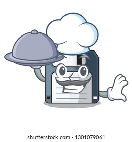 Chef with food floppy disk in the character funny