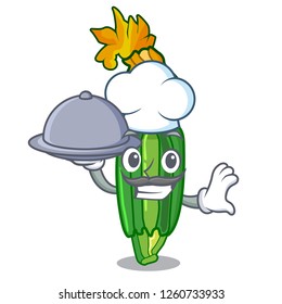 Chef with food flowers character on a zuchini funny