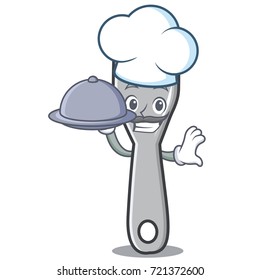 Chef with food fork character cartoon style