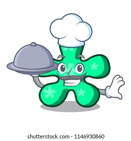 Chef with food free form mascot cartoon