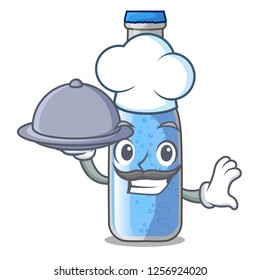 Chef with food glass of soda water on character