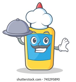 Chef with food glue bottle character cartoon