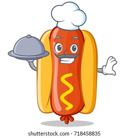 Chef With Food Hot Dog Cartoon Character